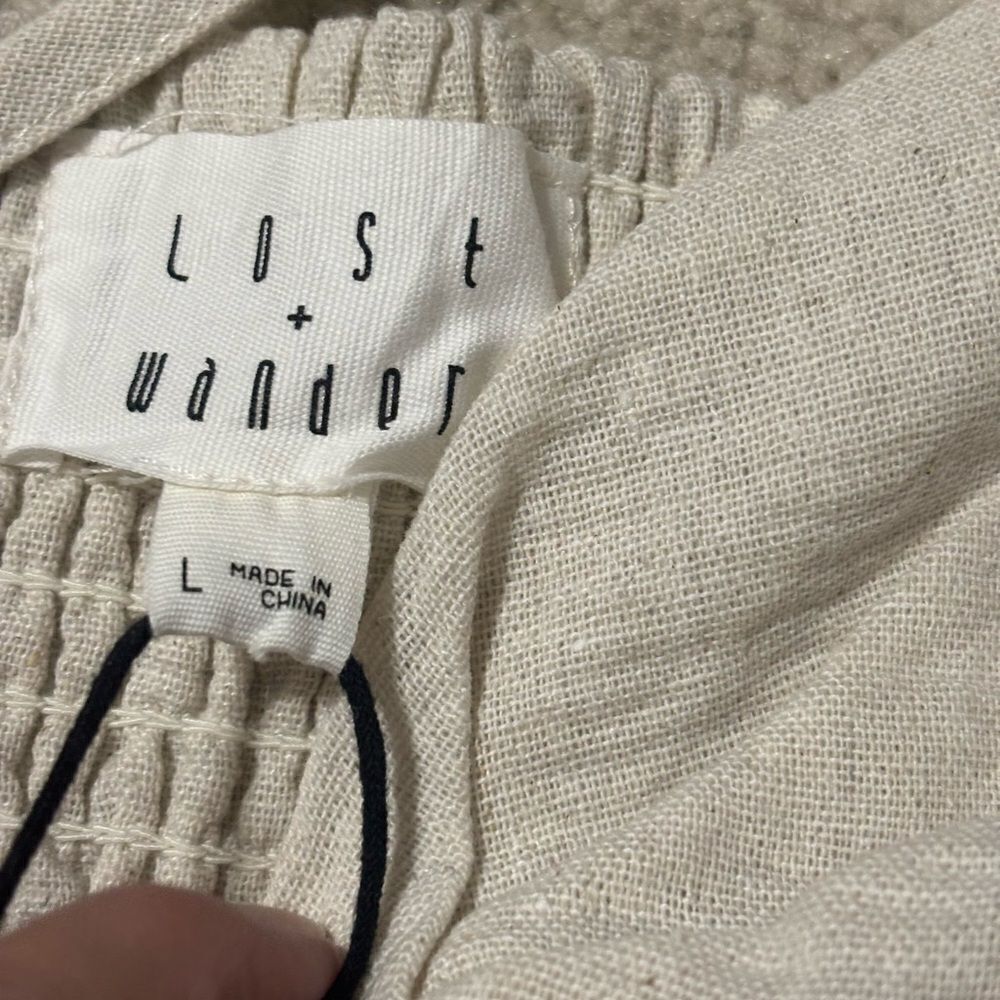 Lost & Wander Linen Blend Sugar Beach Crop Top Size L Nwt — image 3 of 6